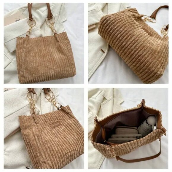 Chic Corduroy Tote Bag - Picture 2 of 3